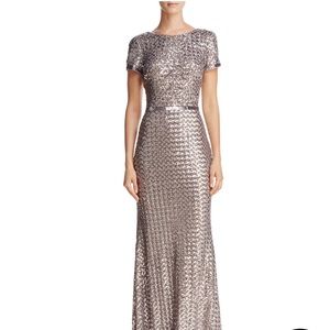 Aqua | Belted Sequin Gown | Size: 4